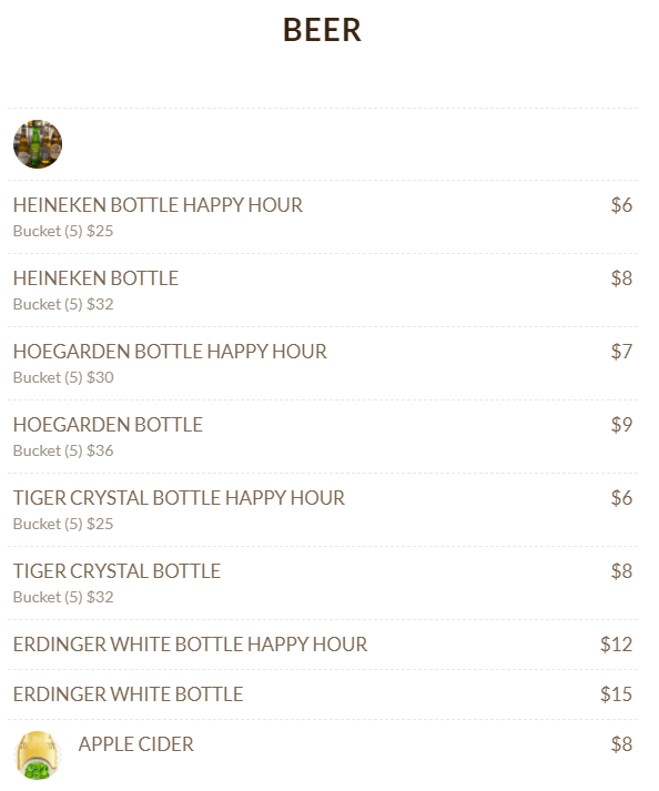 Beer Menu