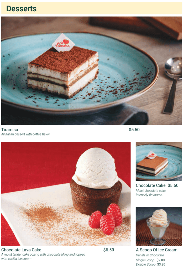 Desserts Menu