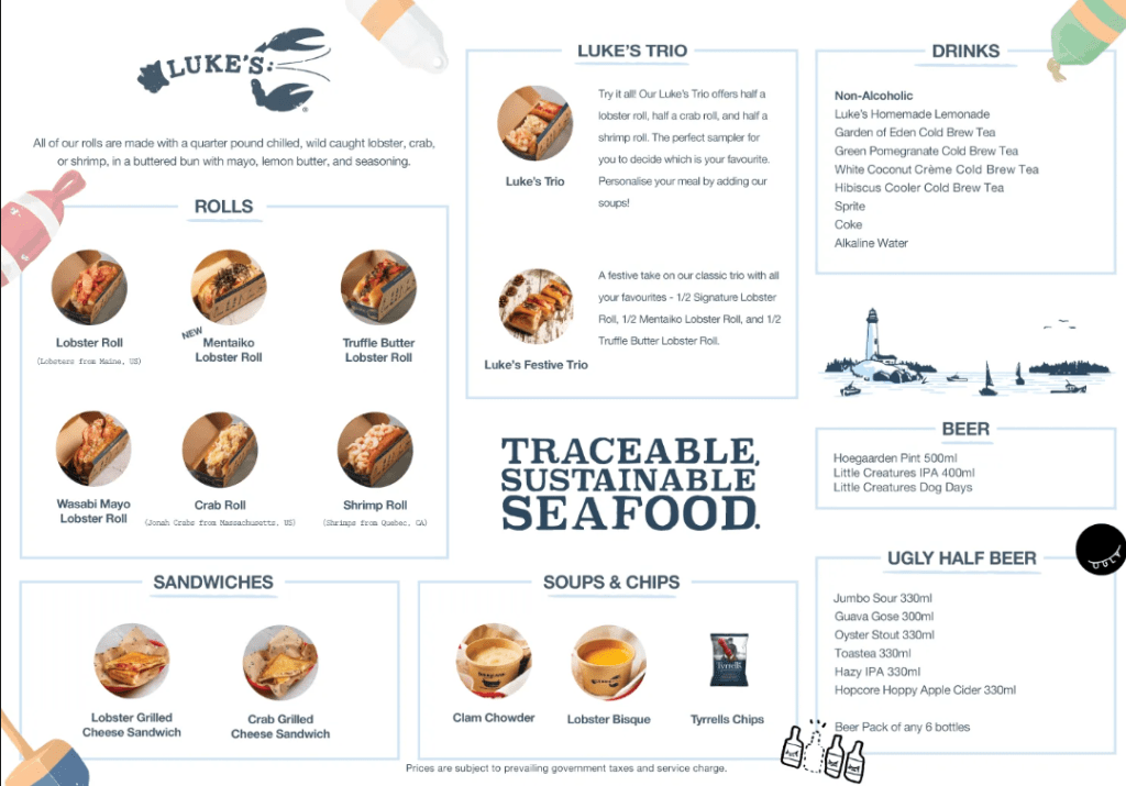 Luke’s Lobster Singapore Menu