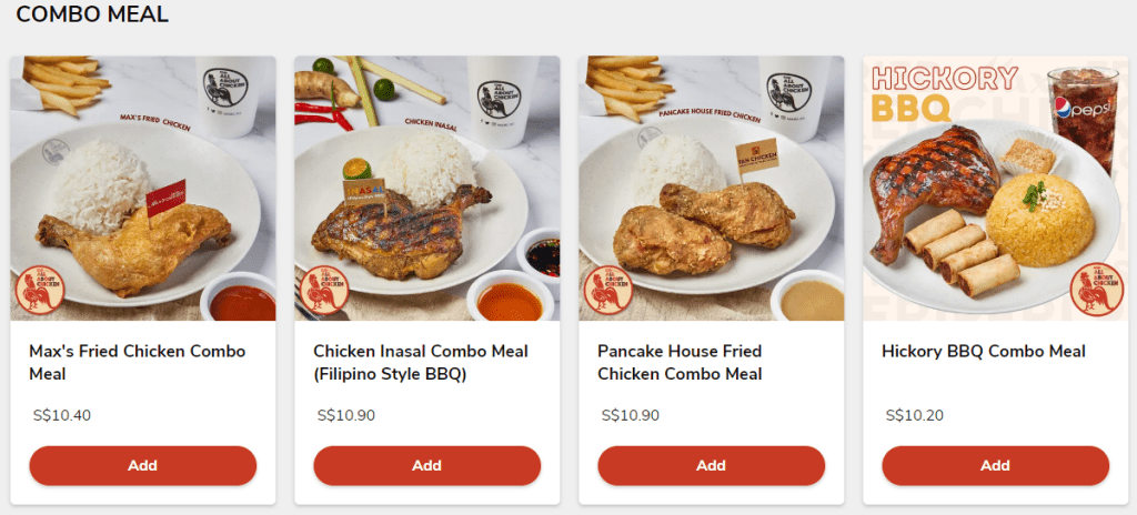 Max's All About Chicken Singapore Combo Meals 