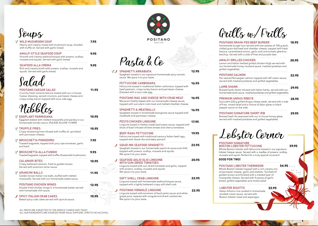 Positano Risto Singapore Menu 2023