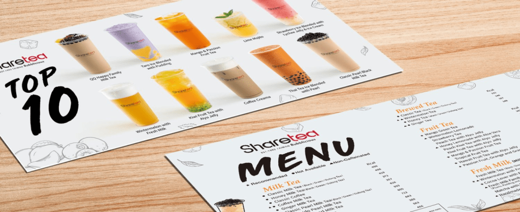 Sharetea Singapore Menu