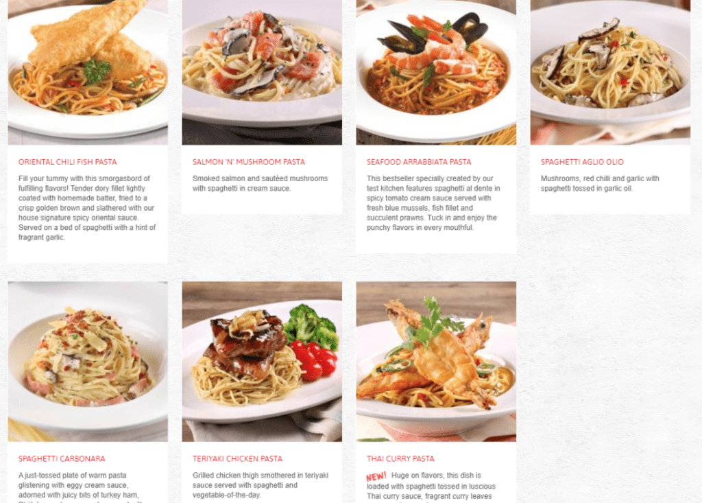 Swensens Singapore Fish Menu