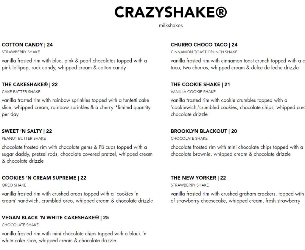 Black Tap Crazy Shakes