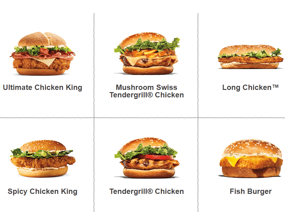 Burger King Fish Burgers Menu