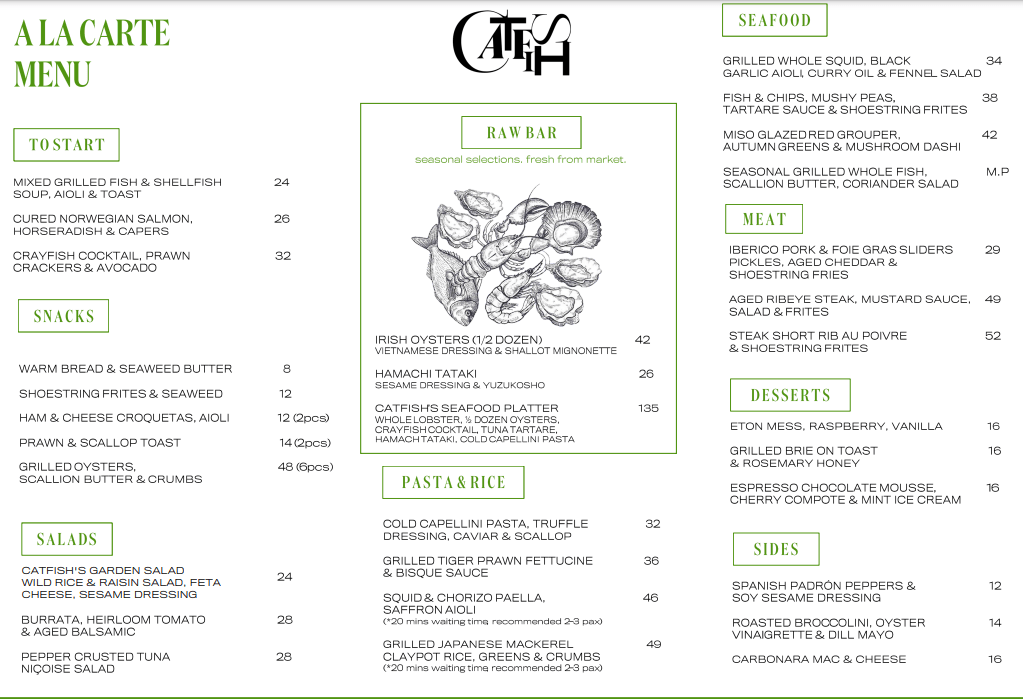 Catfish A La Carte Menu