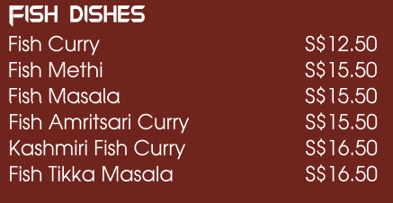 Khansama Tandoori Fish Dishes Menu