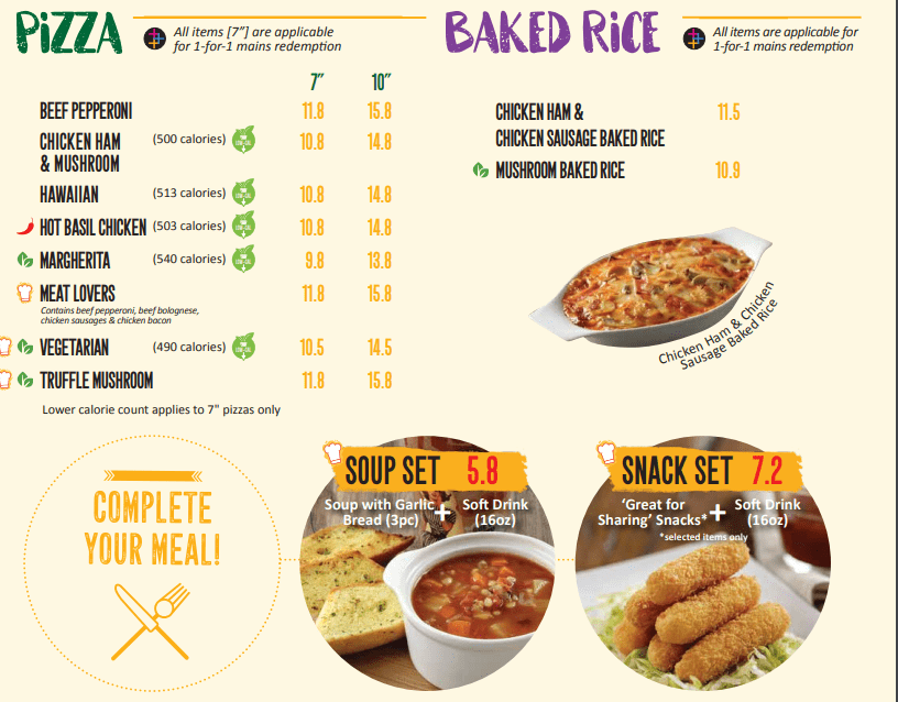 PastaMania Pizza Menu