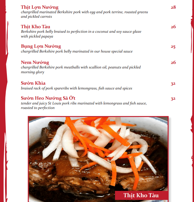 Red Sparrow Singapore Thit Heo Pork Menu