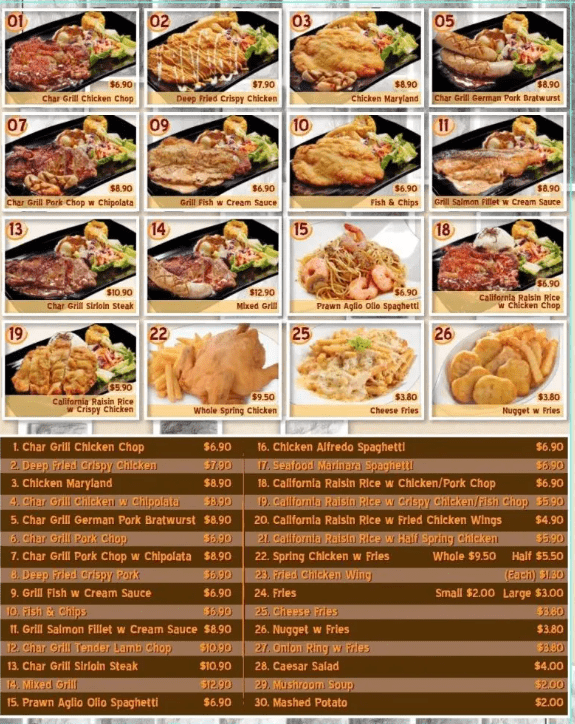 Corner Western Food Menu