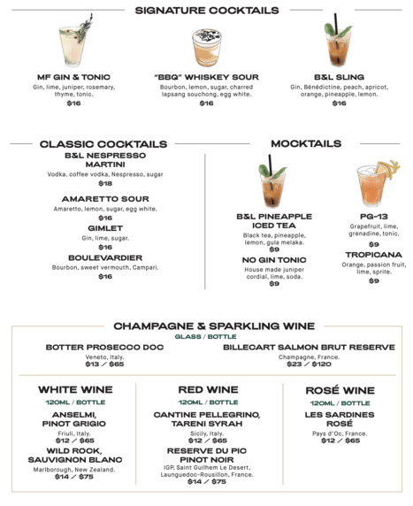 Beverages Menu