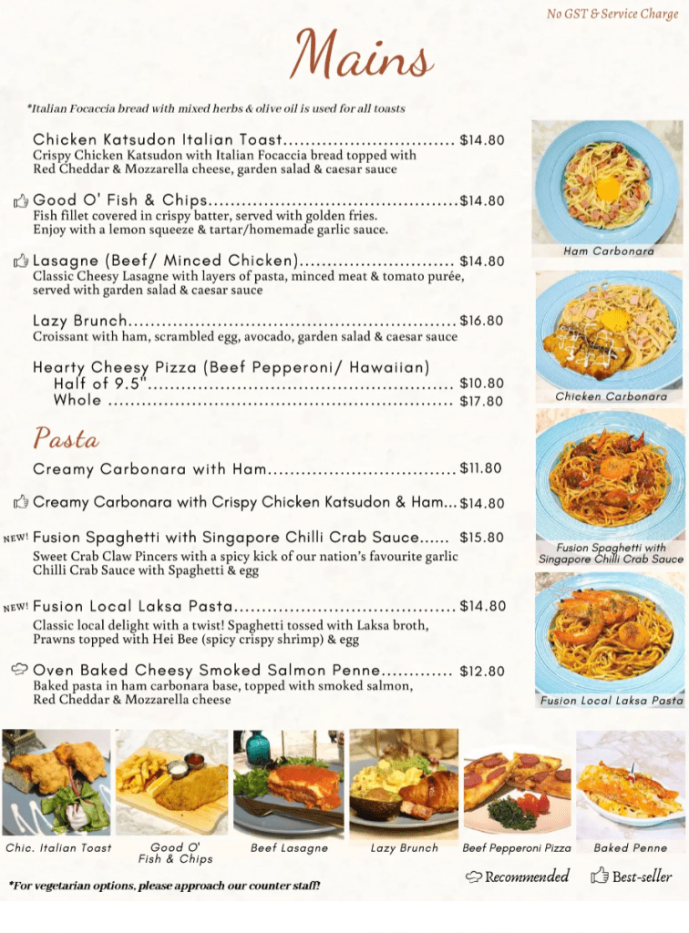 Cafe De Paris Menu 