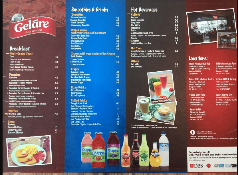 Geláre Menu Singapore 