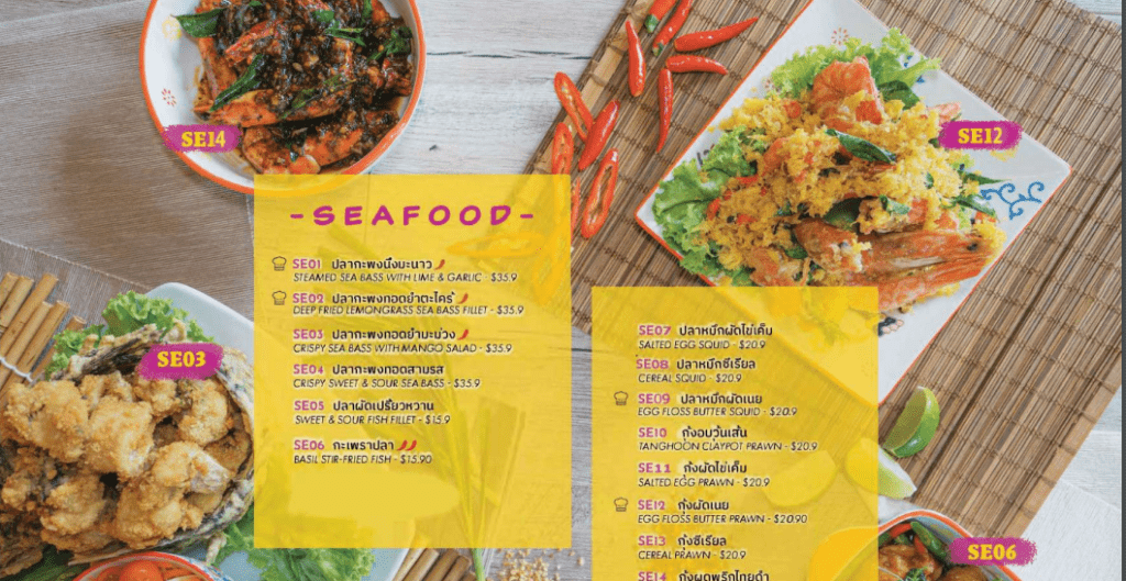 Thai’D Me Up Menu Singapore Seafood