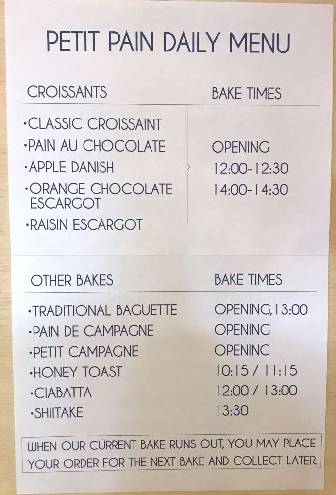 Le Petit Croissant Menu Singapore Price