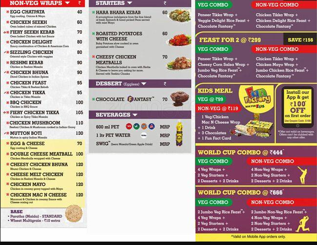 Faasos Menu 