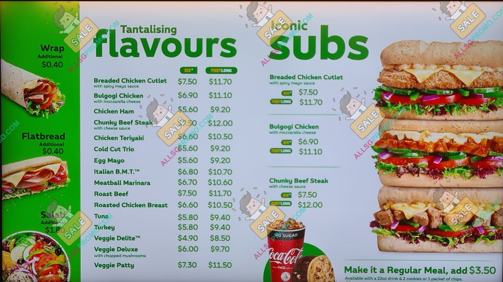 Subway Menu Singapore subs