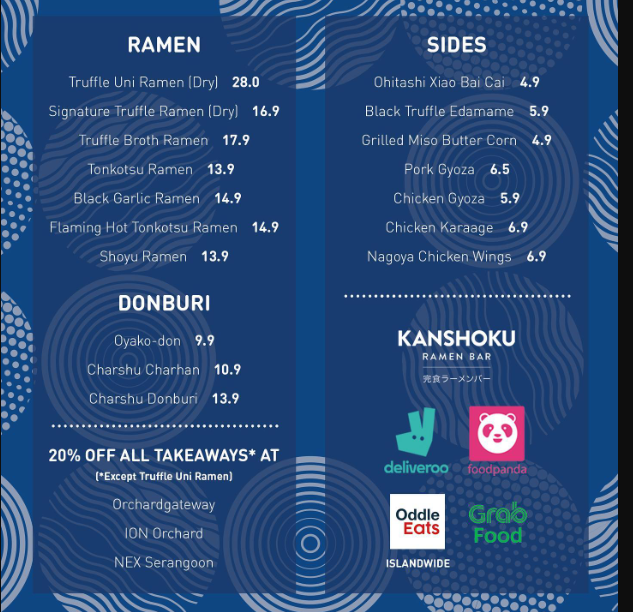 Kanshoku Ramen Bar Menu Singapore Price