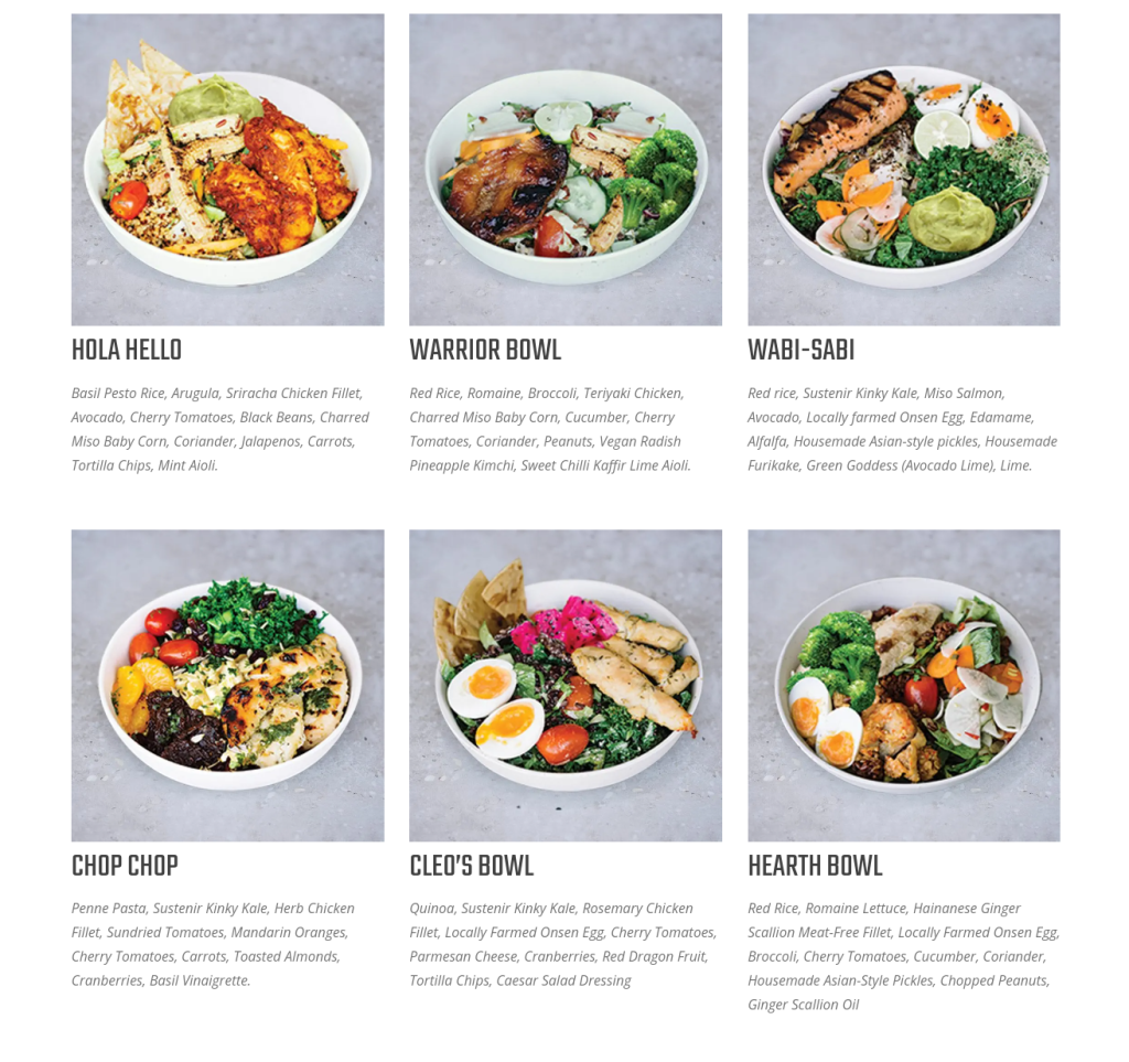 The Salad Fork Menu Singapore Bowls