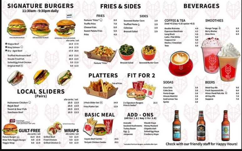 Wolf Burgers Menu Singapore List