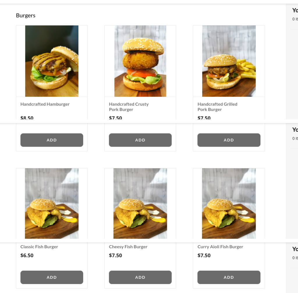 Zipp Burger and Pasta Menu Singapore Burgers