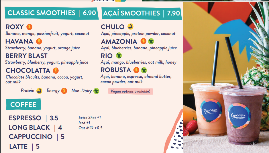 Coocaça Menu Singapore Smoothie