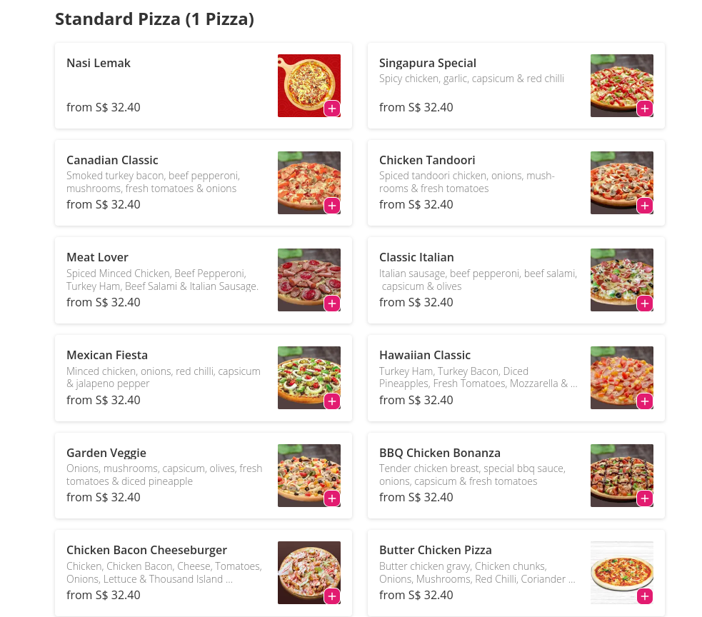 Canadian Pizza Menu Singapore Pizza 1