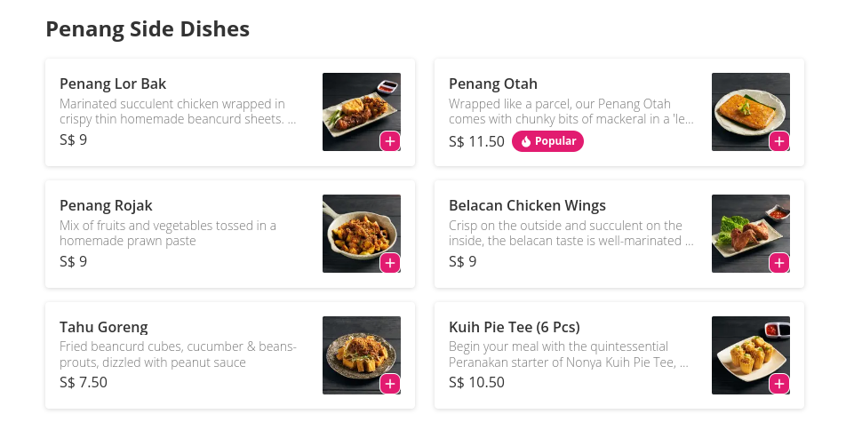 Penang Culture Menu Singapore List