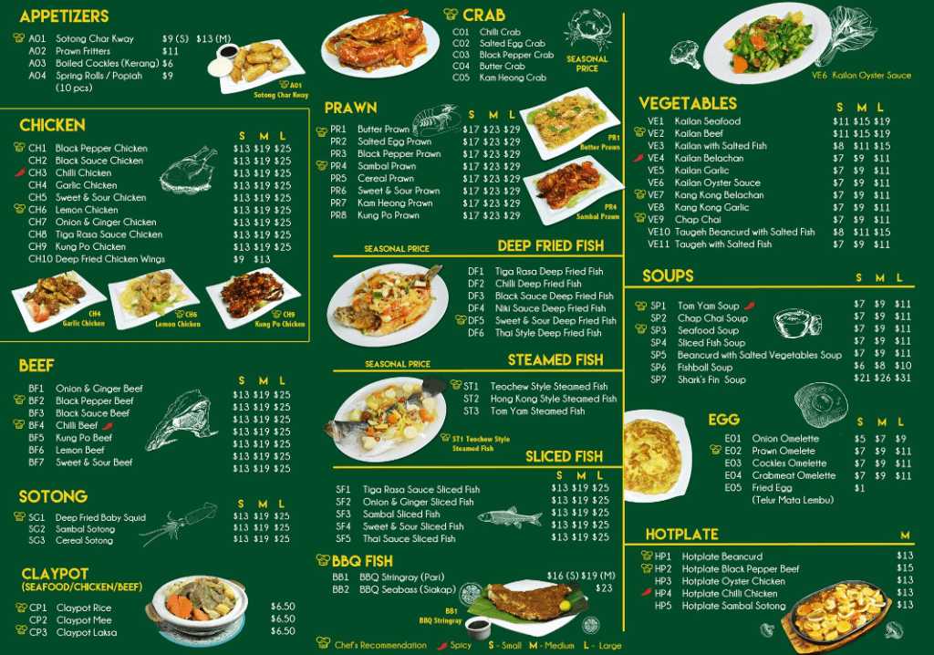 Habibie Seafood Singapore Menu