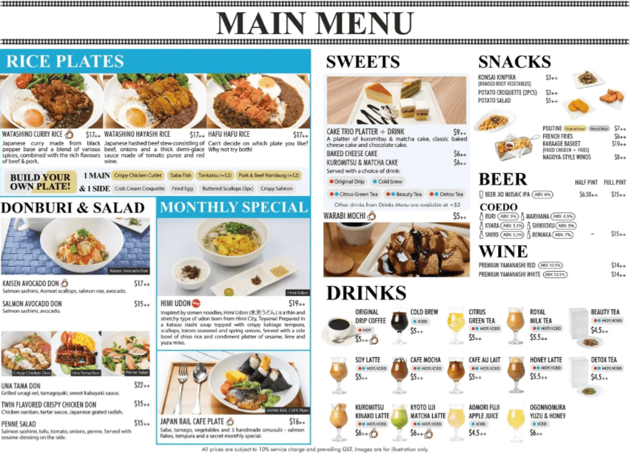 JAPAN RAIL CAFE Menu