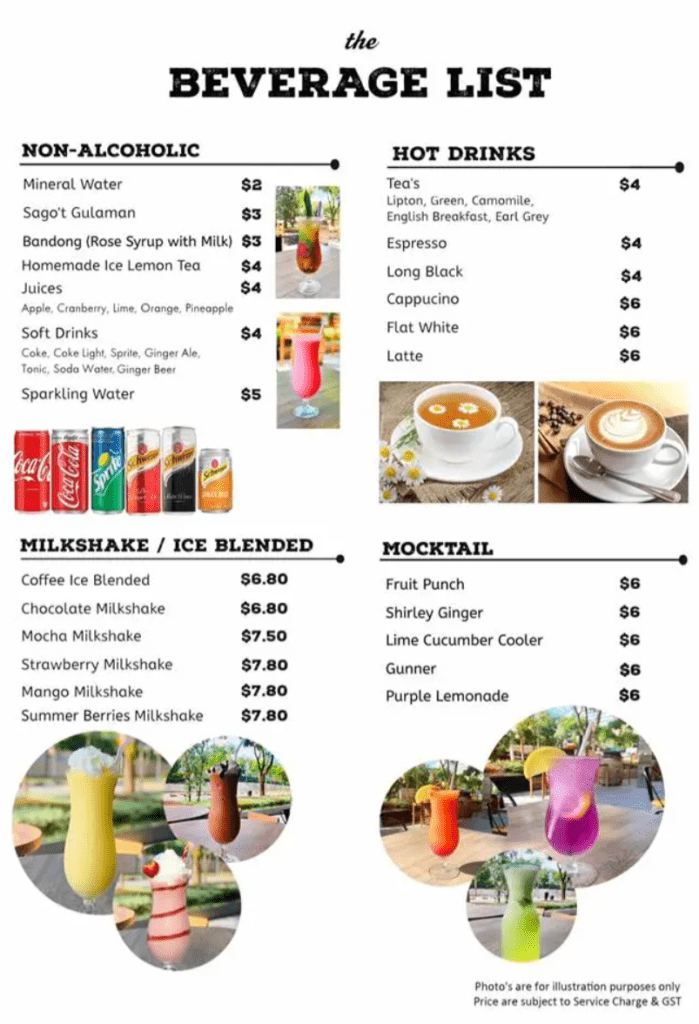 La Café & Bar Beverages Menu