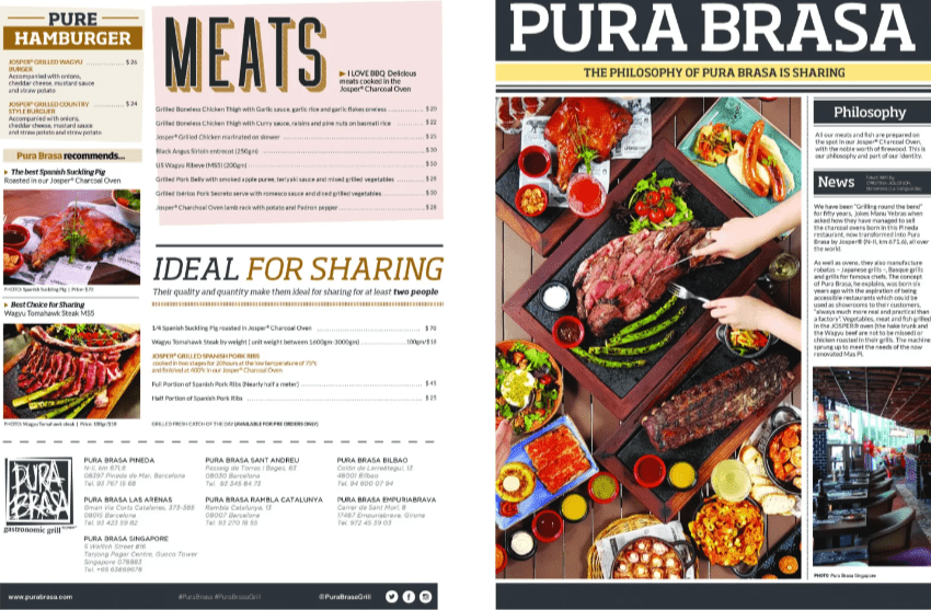 Pura Brasa Signature Specialties Menu