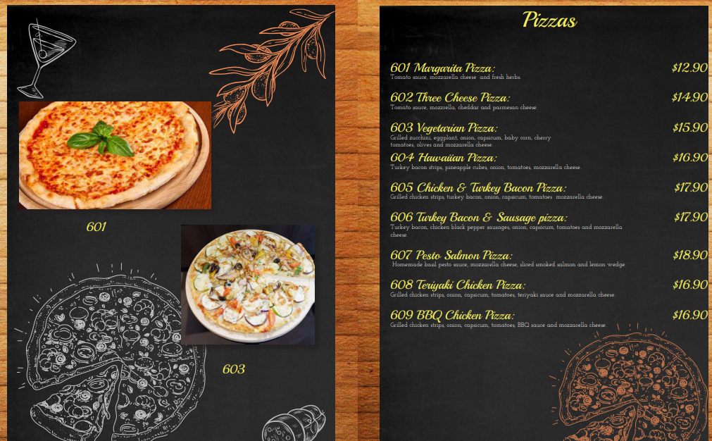 Stackz Pizzas Menu