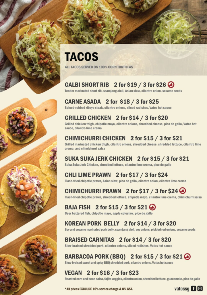 Vatos Urban Tacos Menu