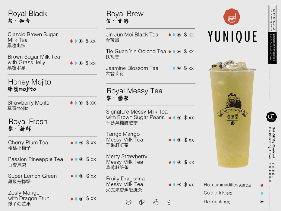 Yunique Tea Singapore Menu Price