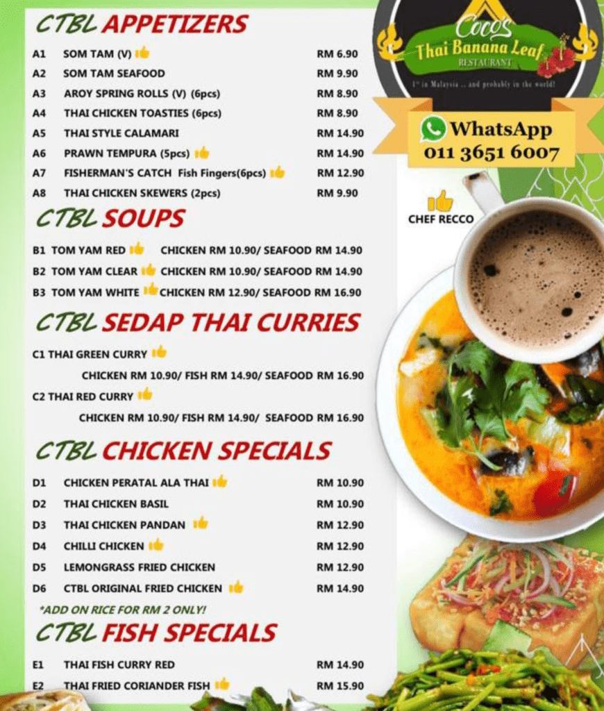 Food Leaf Restaurant Chicken Menu