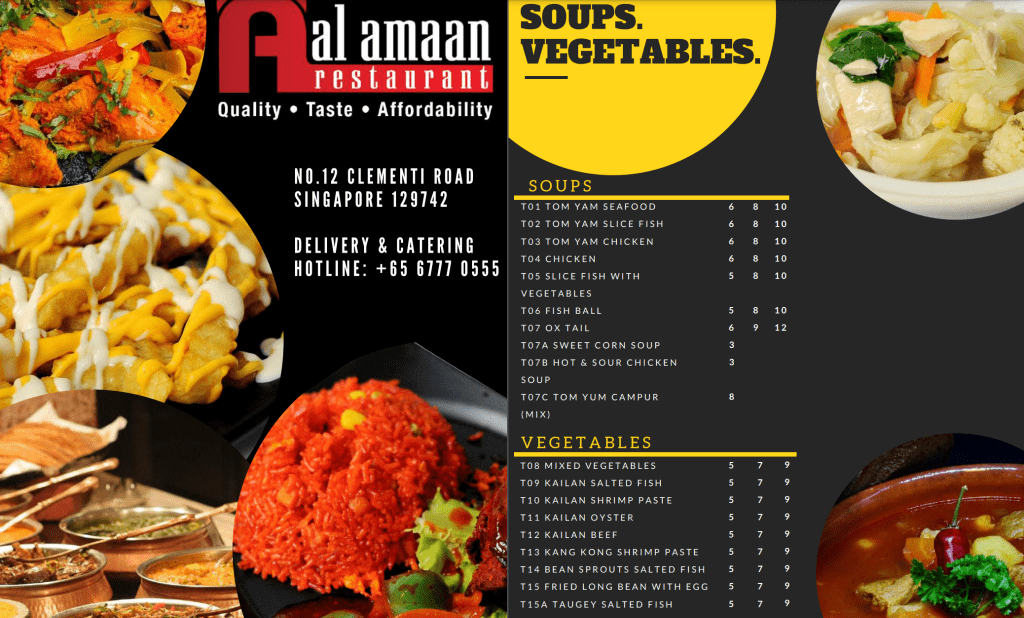 Al Amaan Thai Soups Menu