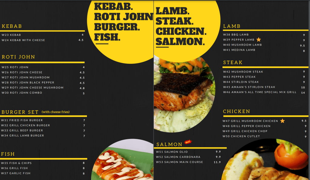 Al Amaan Singapore Roti John Menu