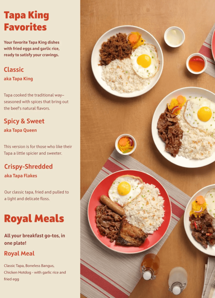 Tapa King Tapa King Favourites Menu