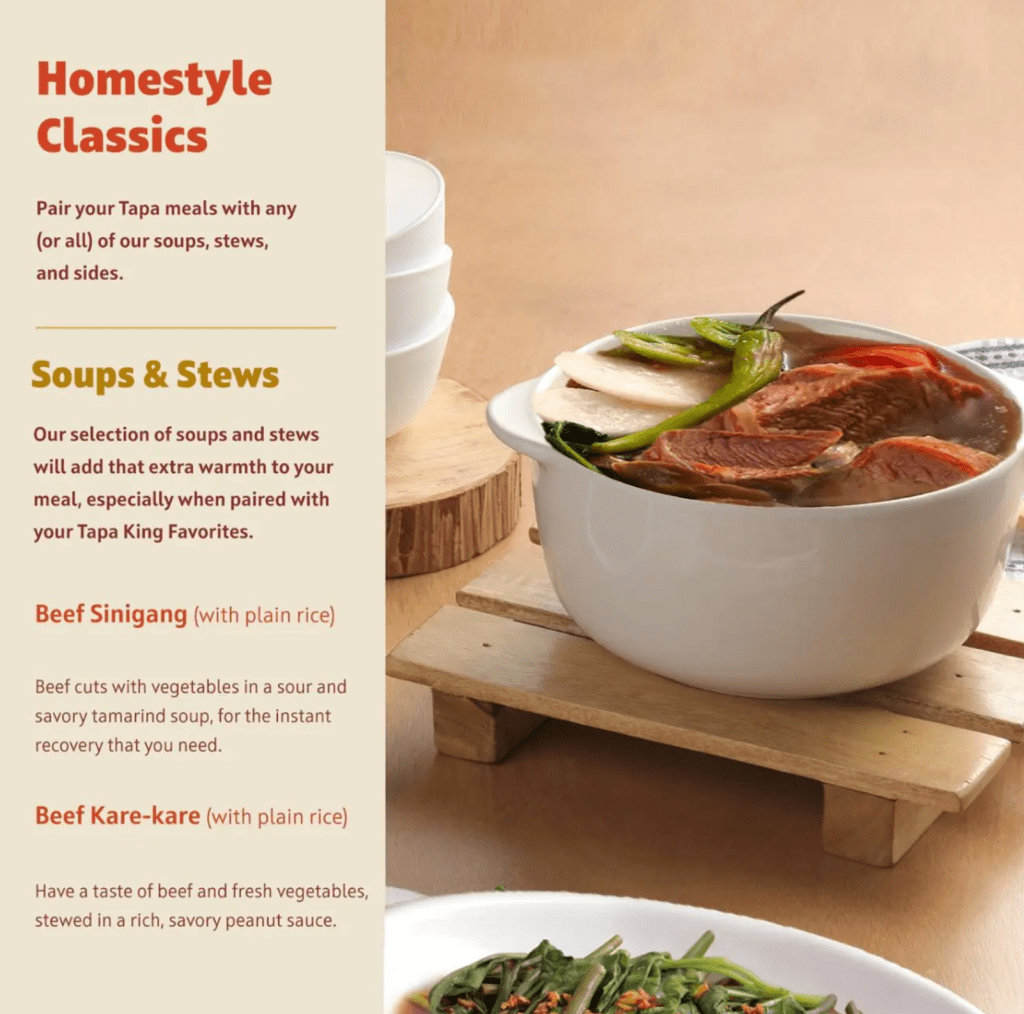 Tapa King Menu - Homestyle Classics