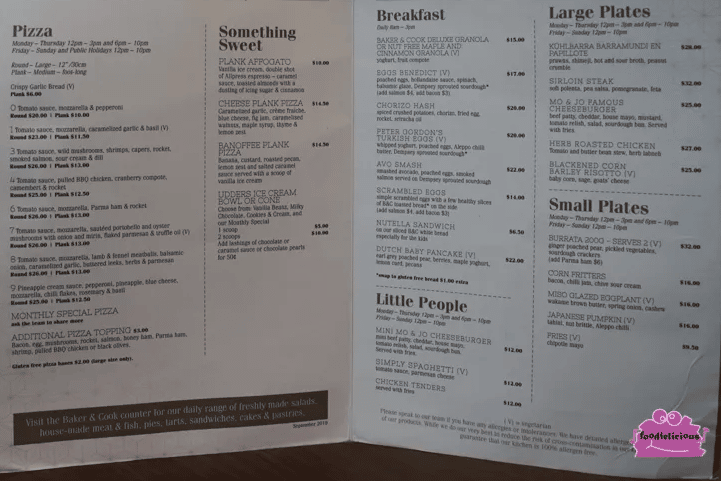 Baker & Cook Menu Singapore List