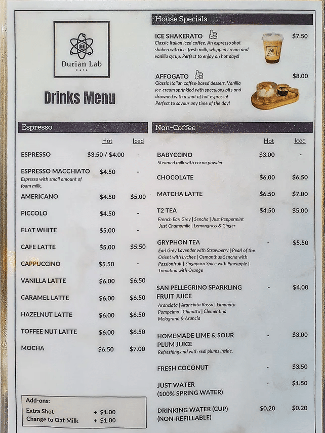 Ice Lab Menu Singapore List Price