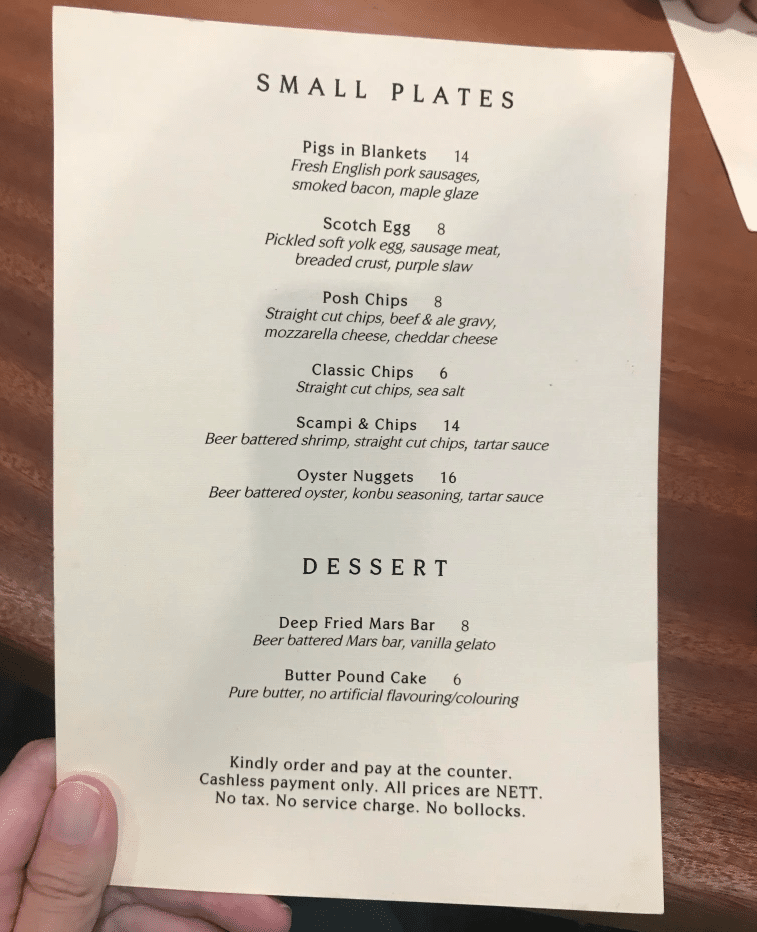 Lad & Dad Menu Singapore List