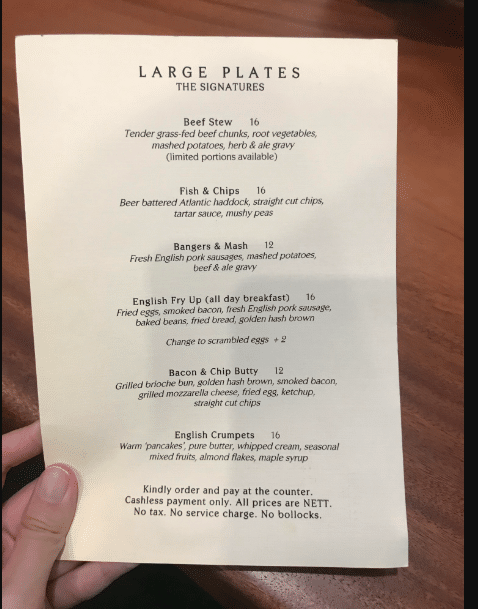 Lad & Dad Menu Singapore Price