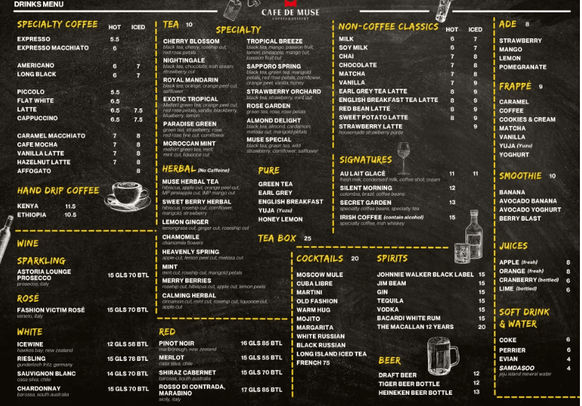 Cafe De Muse Menu Singapore Price