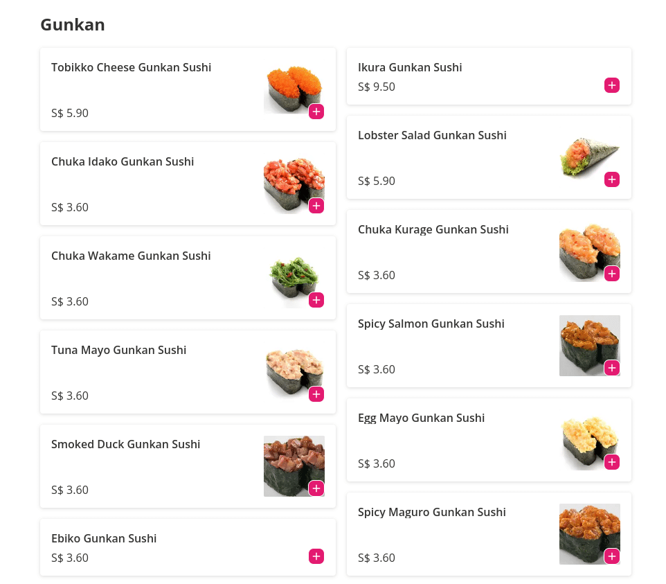 Sakae Sushi Menu Singapore Gankan