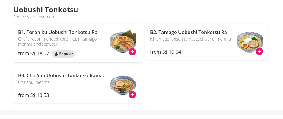 So Ramen Menu Singapore List