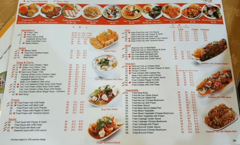 Thai Tai Menu Singapore Price