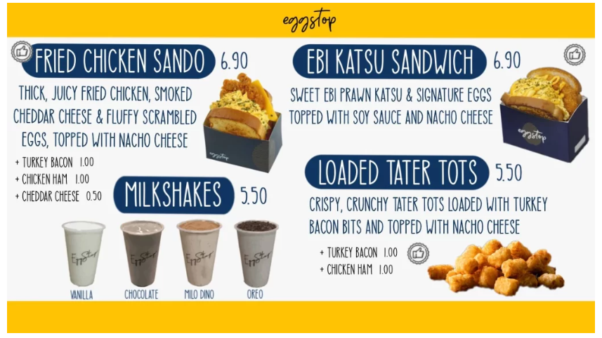 Egg Stop Menu Singapore Price