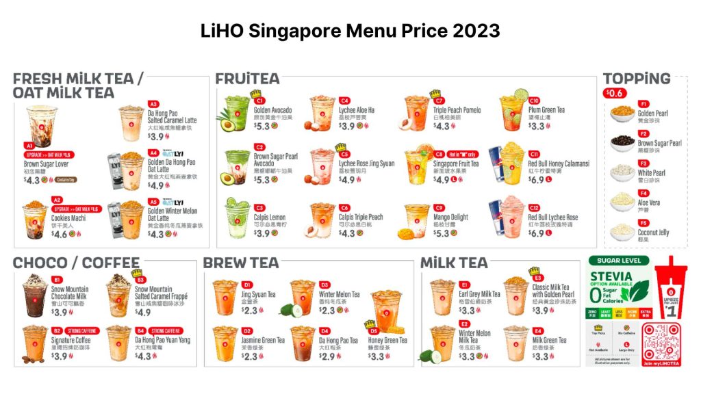 LiHO Singapore Menu Latest Price 2024